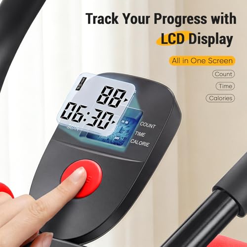 NEWBULIG Ab Machine, Abs Workout Equipment for Home Gym, Adjustable Ab Trainer Machine for Stomach Workout, Foldable Abdominal Trainer - color: Red