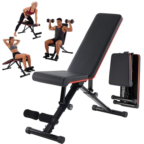 NEWBULIG Adjustable Weight Bench for Home Gym, Foldable Incline Decline Flat Workout Bench for Full Body Exercise, Sit Up Training Equipment, 795 lbs Capacity