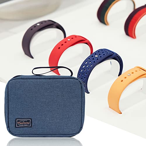 PACMAXI 20 Watch Bands Storage Carrying Case Compatible with Watches,Expandable Watch Band Holder Stores 20 Watch Bands Fit for Most Sizes of Watch Straps,Organizer for Watch Bands, Bag Only (Blue) - color: 1-blue