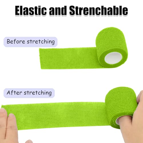 6 Pack 2 Inches Self Adhesive Bandage Wrap | Breathable Cohesive Bandage Elastic Tape for Pets, Athletic, Sports, Wrist, Knee, Ankle(5 Yards Per Roll, Grass Green) - color: Grass Green, size: 2 Inch