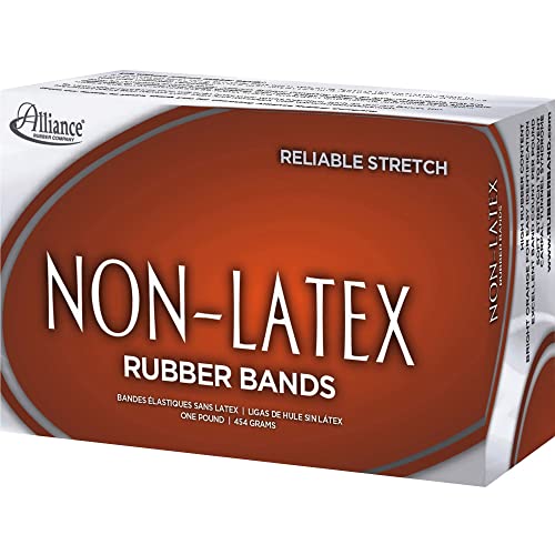 Alliance Rubber 37176#117B Non-Latex Rubber Bands, 1 lb Box Contains Approx. 250 Bands (7" x 1/8", Orange) - size: 7 x 1/8 Inches