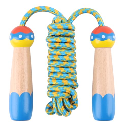 Jump Rope for Kids, Lorvain Adjustable Skipping Rope, Kids Jump Ropes with Wooden Handle for Girls Boys, Weighted Jumping Ropes for Fitness Workout Exercise Outdoor Fun Activity - color: Dark Blue-1 Pc