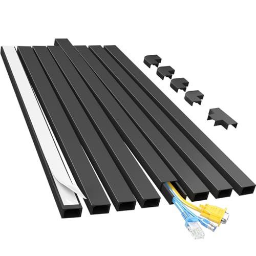 Yecaye Cord Hider, 113in Medium Cord Covers for Wires on Wall, Cord Organizer for 2-3 Wires, Easy Install Cable Management Kit, TV Cable Hider for Home Office, W0.95in H0.55in, Black - color: Black, size: 113in L x 0.95in W x 0.55in H