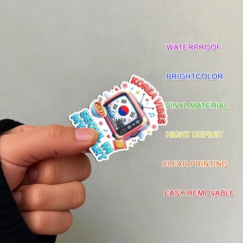 30 PCS South Korea Travel Stickers Pack, Seoul Busan Korean Flag | Vinyl Waterproof Decals Sheets Landmark Cute Food Culture Funny for Laptop Water Bottle Scrapbook Car Gifts for Adults Teens - color: South Korea Travel Sticker