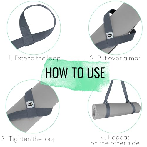 TECEUM Yoga Mat Strap – Extra Soft & Thick Cotton Carrier for All Mats | Adjustable Skin-friendly & Non-Slip Mat Holder Sling in 30+ Colors [Mat Not Included] - color: Gray, size: 64 IN