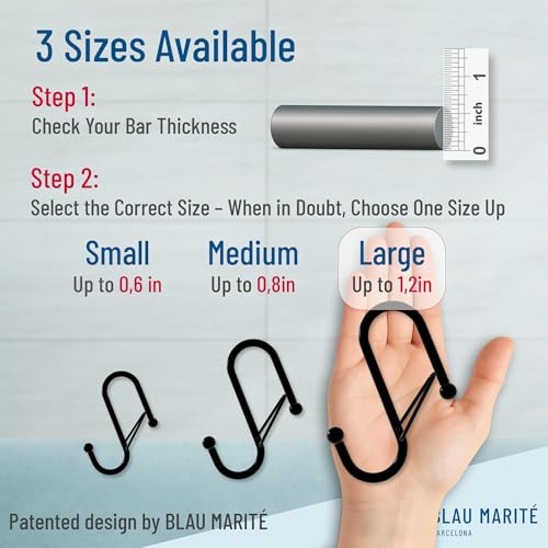 6-Pack Metal S Hooks for Hanging – Heavy-Duty S-Shaped Hook with Safety Buckle – Fits Bars up to 1.2 in – Anti-Drop S-Hooks for Closet, Wardrobes & Storage – Golden (Large) - color: Rose Gold, size: Large - 1.2In Diameter