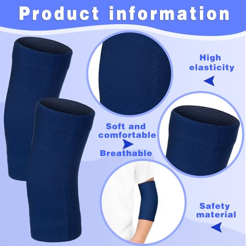 Lenwen 4 Pairs Kids Elbow Brace Compression Arm Elbow Sleeve Knit Guard Gym Protectors for Boys Teen Children Girls Basketball Volleyball Tennis Cycling(5-10 Years,Black, Dark Blue) - color: Black, Dark Blue, size: 5-10 Years