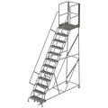 Tri-Arc RWSR112242-XR 12-Step Gateway Rear-Exit Steel Rolling Ladder with 30" Deep Top Platform, Grip Strut Tread with Handrails, 24" Wide Steps - size: 12-Step, style: Grip Strut Tread