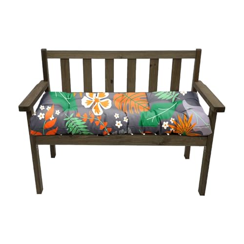 Indoor Outdoor Printed Bench Cushion Waterproof Porch Swing Cushions Patio Bench Seat Pad Orange Grey 40x20in - color: Orange Grey