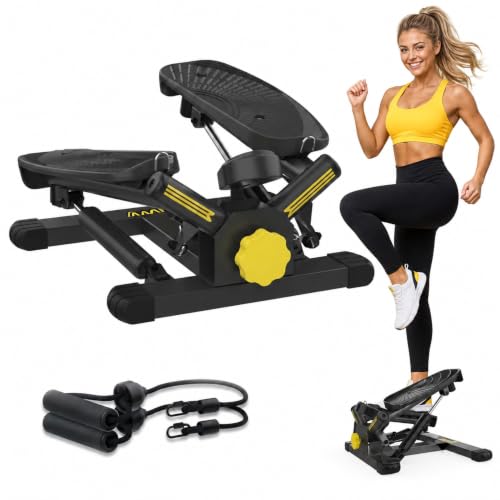 ZIWWVY Stepper Machine with Resistance Bands, Mini Stepper with 300LBS Weight Capacity, Twist Stepper for Full Body Workout, Adjustable Step Height, Smooth and Quiet, Step Machine for Men Women - style: Large Foot Model