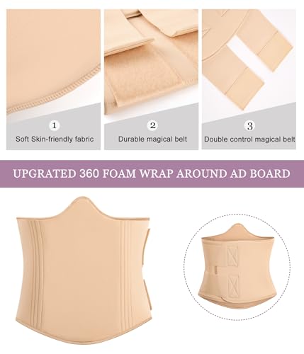 YERKOAD 360 Lipo Foam Ab Board Post Surgery Liposuction Abdominal Compression Boards Belly Wrap Lipo Recovery Waist Cincher - color: Beige