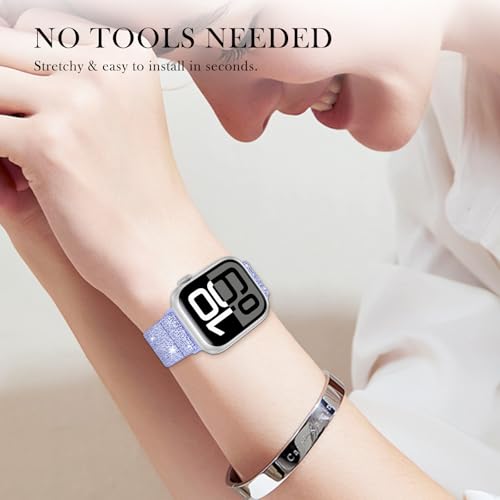 LETOID Stretchy Bands for Apple Watch Band Women Men Adjustable Solo Loop | Skin-Friendly Elastic Nylon Replacement Strap, iWatch Series 11 10 9 8 7 6 5 4 3 2 1 SE Ultra 49 46 45 44 42 41 40 38mm - color: 3-Pack: Pink / Silver-White / Purple, size: 44mm/4