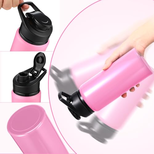 CHENGU Water Bottle Bulk 20 oz Aluminum Reusable Bottles Lightweight Snap Lid Water Cups Easy Carry Leak Proof Travel Tumbler for Gym Sports Camping Hiking Fishing - color: Pink