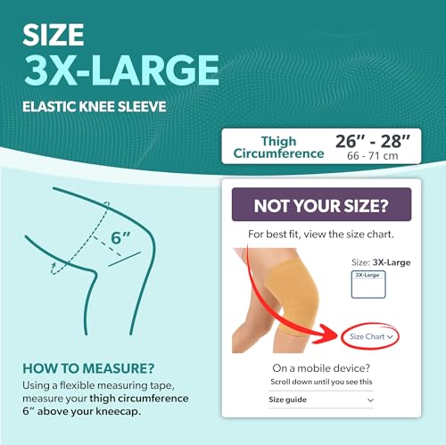 BraceAbility Elastic Slip-on Knee Sleeve | Flexible Fabric Knee Pain Compression Bandage for Stretchy, Lightweight & Comfortable Support - size: XXX-Large
