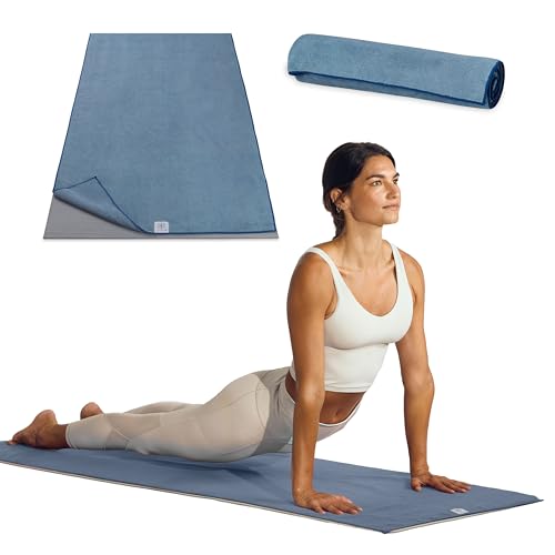 Gaiam Yoga Mat Towel Microfiber Mat-Sized Yoga Towel for Hot Yoga - color: Blue Shadow, size: 1 Towel