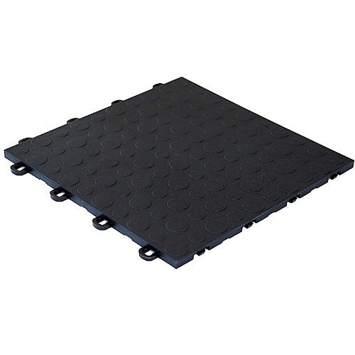 Interlocking Modular Garage Flooring Tile, Coin Top (30 Pack) (Black) - color: Black