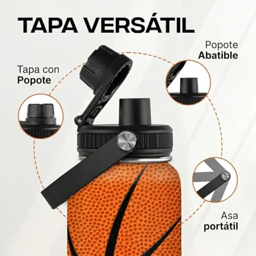 SANDJEST Basketball Water Bottle 32oz Stainless Steel Insulated Bottles for Men Women Sports Lovers Fan Players Coach - Basketball Gifts for Birthday Christmas - color: Basketball 2