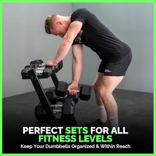350/450/550 lbs Rubber Hex Dumbbells with Rack Free Weight for Home Gym, Durable Rubber Dumbbell with Storage,Coated Cast Iron Weight Strength Training Dumb bell Exercise Fitness Equipment - style: 450 lb
