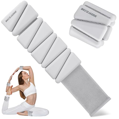 BECOJADDE Ankle Weights for Women Wrist Weights Set of 2 (1 lb/2 lb Each) Adjustable Arm Leg Weight for Womens Men Suitable for Walking Swimming Running Pilates Yoga Gym - color: Grayish White, size: 2lb Pair (1lb Each)