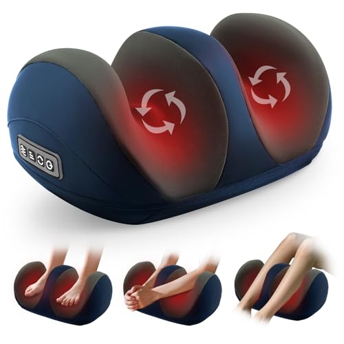 Foot Massager with Heat, Shiatsu Foot and Calf Electric Kneading Massager Machine with Roller for Relaxation, Plantar Fasciitis, Pain Relief, Gifts for Women & Men(Blue) - color: Dark Blue