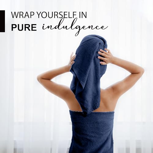 KAHAF COLLECTION 100% Cotton Bath Towels, Navy 24x48 Pack of 6 Towels, Quick Dry, Highly Absorbent, Soft Feel Towel, Gym, Spa, Bathroom, Shower, Pool, Luxury Soft Towels (24x48-6 Pack, Navy) - color: Navy, size: 24x48 - 6 Pack