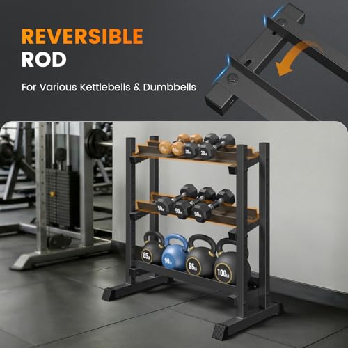 3-Tier Dumbbell Rack, 1100LBS Capacity Adjustable Weight Rack, Heavy-Duty Weight Stand for Dumbells & Kettlebells, Compact Weight Storage Organizer for Home Gym (Rack Only) - size: 18.7 x 34.7 x 36.6 inches