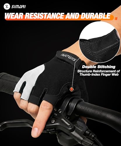 SIMARI Gel Pad Cycling Gloves with Shock-Absorbing/Grip/Breathable, Workout Bike Gloves for Men Women Biking, Mountain Biking, Fitness, Gym Exercise, Weight Lifting Training, Yoga, Pilates - color: 3-Black White, size: Small