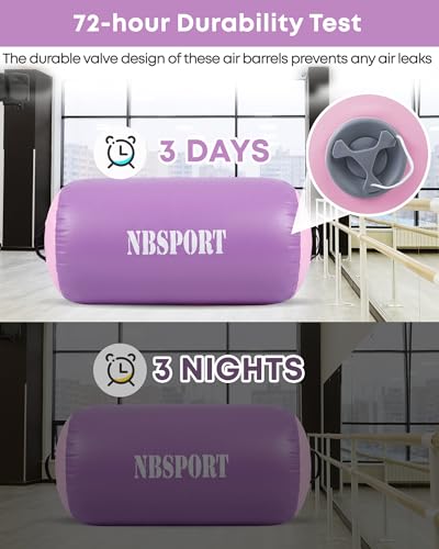 Air Barrel - Air Roller Gymnastics Barrel for Back Handspring Trainer, Air Tumble Mat with Pump for Gym Training/Yoga Balance Exercise/Cheerleading/Home and Outdoor Use - color: Purple + Pink, size: 39.4x23.6inch