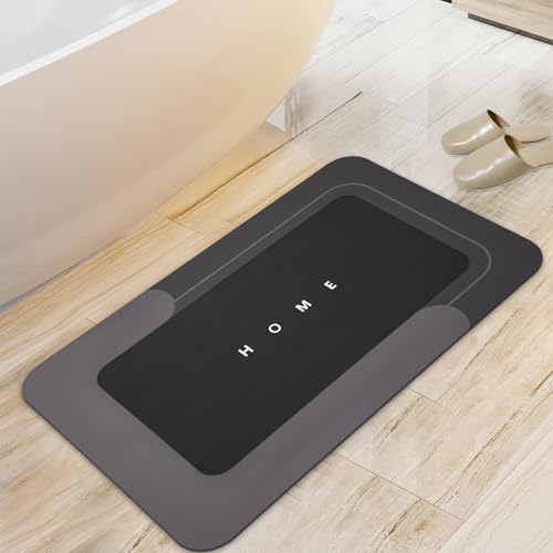 Housego Absorbent Bath Mat, Quick Dry Bath Rug, Non-Slip, 15.7x23.6, Black | Absorbent Bath Mat Magic Rug; Quick Drying Mat Magic Bath Mat Non-Slip Floor Rug Rubber Backed for Bathroom Kitchen Shower - color: Black, size: 1 Rectangular Piece (15.7" x 23.6
