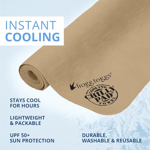 FROGG TOGGS Chilly Pad, Instant Cooling Towel, Long Lasting, Reusable, Sports and Outdoors Neck Towel 33x13 - color: Sand