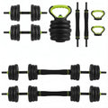 Adjustable Dumbbell Set, 44/66/88 Lbs Free Weight Dumbbells Set, 4 in 1 Dumbbells Set Used As a Kettlebell, Barbell, Push Up Stand, Exercise & Fitness for Home Gym, Black & Green - size: 44 LB-Round