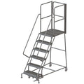 Tri-Arc RWSR106242-XR 6-Step Gateway Rear-Exit Steel Rolling Ladder with 30" Deep Top Platform, Grip Strut Tread with Handrails, 24" Wide Steps - size: 6-Step, style: Grip Strut Tread