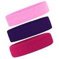 3 Pack Men & Women Sports Sweatbands Headbands - color: Purple,Pink,Hot Pink