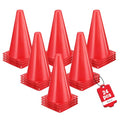 24pcs Cones 9 Inch Soccer Cones and Plastic Traffic Cones, Durable Cones for Sports Training, Ideal for Soccer, Basketball, Football, Skating, and Agility Drills Practice - color: red