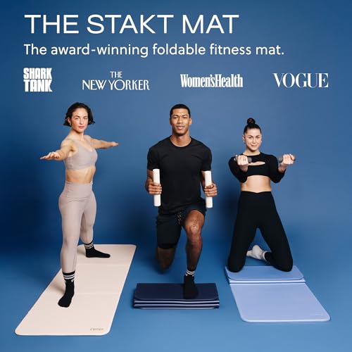 Stakt The Original Foldable Yoga Mat, Premium Foldable Exercise & Workout Mat with Non-Slip Surface, Lightweight Portable for Studio or Home Use, As Seen on Shark Tank - color: Rosewater