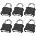 6 Pack Heavy Duty Combination Lock Weatherproof, 4 Digit Combination Padlock Outdoor, Resettable Brass Combination Locks for Gate Locker Shed Garage Fence Gym Storage Unit(Black) - color: Black