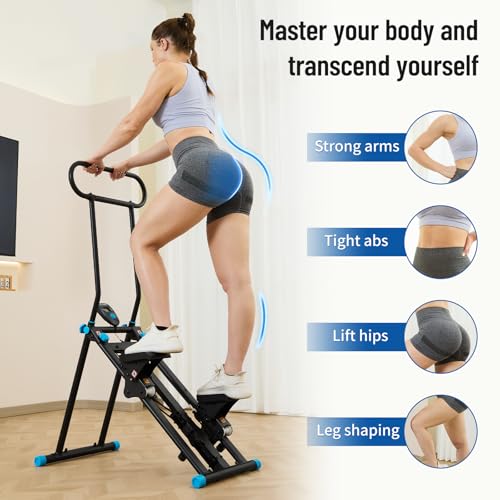 HXD-ERGO Stair Stepper for Home, New Version 6 Adjustable Resistance Vertical Climber Cardio Exercise Machine, Folding Stair Climber for Full Body Workout with Adjustable Handlebar - color: 6 Level Resistance-Black