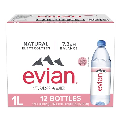Evian Natural Spring Water, 1 L bottle, 12 pack - size: 33.8 Fl Oz (Pack of 12)