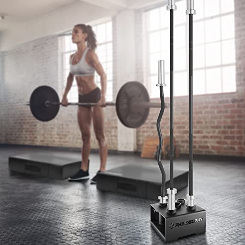 Philosophy Gym Vertical Barbell Holder - 5 Bar Storage Stand for 2" Olympic Bars - style: Deluxe