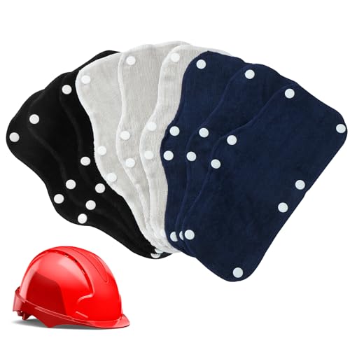 Hard Hat Sweatband, 9 Pack Hardhat Sweatband, Cotton Liner Hard Hat, Washable Sweatband for Hard Hats, Reusable Sweat Liners for Helmet Users - color: Black dark navy gray