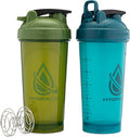 Hydra Cup ProFlow [2 Pack] 28 oz Shaker Bottles for Protein Shakes, Shaker Cups with Ball Blender Whisk, Shaker Bottle with Handle, Travel To Go, BPA Free (Green & Blue, 2 Pack) - color: Green & Blue