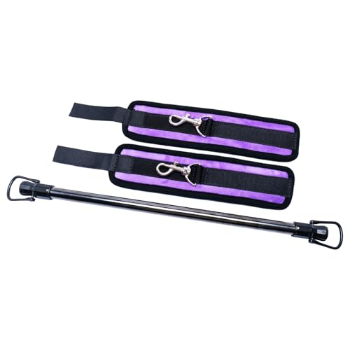 Spreader Bar Stainless Steel Vintage Black Bar with 2pcs Adjustable Straps,Sports Aid Training Fitness Gear Pilates Aid Kit, Home Restore Pilates Indoor Yoga Set - style: Vintage+Furry Purple Kit