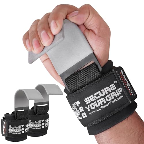Weight Lifting Rod Hooks Heavy Duty Wrist Wraps Power Weight Lifting Training Gym Grips Straps Set of 2 - color: Gray, size: MEN-Wrist Size Large
