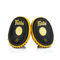 Fairtex FMV15 Muay Thai Boxing Focus Punch Mitts | Premium Syntek Leather Boxing Mitts-Lightweight & Durable Microfiber | Curved Design for Precision, Shock Absorbent & Enhanced Accuracy - color: Black/Gold