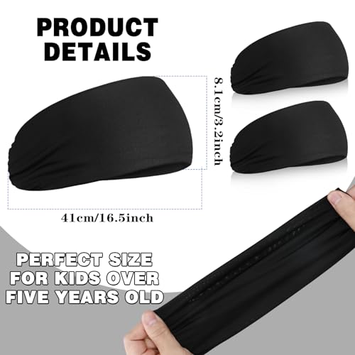 Deekin 6 Pcs Sweatbands for Kids Soccer Headbands Boys for Sports Breathable Sweat Wicking Headband for Kids Athletic Baseball Football Youth 5-15 Years Old - color: Black
