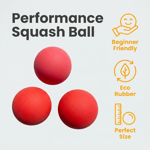 Red Practice Squash Balls 3 Pack High Bounce Reflex Ball for Beginners Reaction Ball Racquetball Training