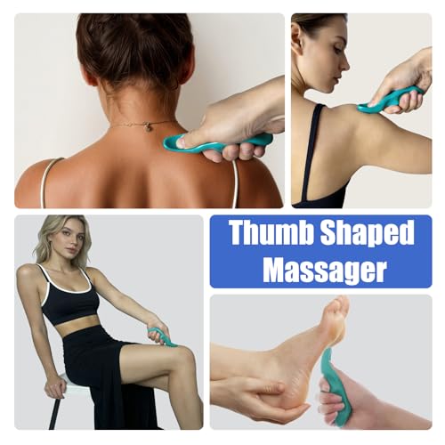 Manual Trigger Point Massage Tool & Thumb Saver, Include Thumb Shaped Massager & 3-Legged Massage Knobs, Handheld Self-Massage Tool for Full Body Deep Tissue, Muscle Pain, Knots & Stress Relief