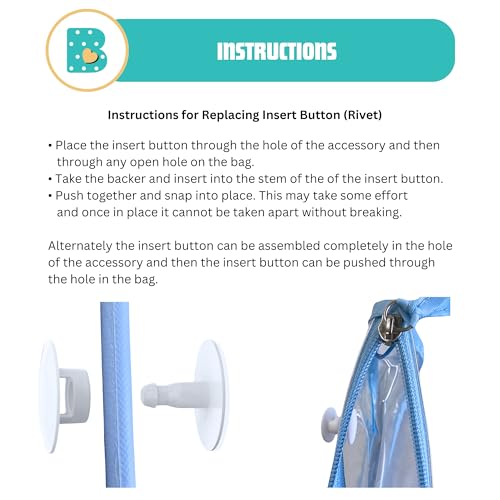 2-Pack Insert Replacement Rivets for Clear Zipper Pouch. Compatible with Bogg Bag and Most Beach Tote Clear Inserts. Fix Your Beach Bag Insert Quickly and Easily - color: Insert Rivet