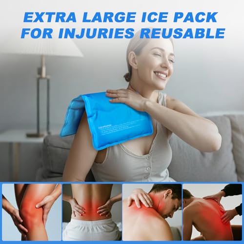 RelaxCoo Large Flexible Ice Pack for Injuries Reusable Gel, 11x14.5 Inches, Cold Compress for Hip, Shoulder, Knee, Back Pain, Swelling, Bruises, Surgery - style: BLUE