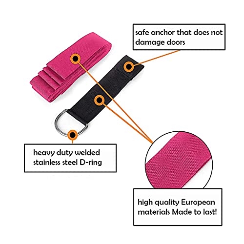 tchrules Door Leg Stretcher, Door Flexibility & Stretching Leg Strap - Great for Ballet Cheer Dance Gymnastics or Any Sport Leg Stretcher Door Flexibility Trainer Premium Stretching Equipment - color: Rose Red